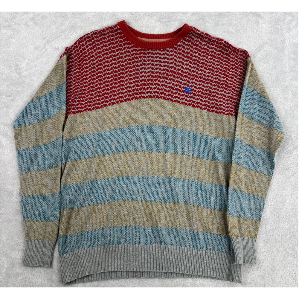 DC Shoes Striped Knit Pullover M Multi Color Women Streetwear Skate Sweater